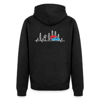 Camping camper settling cabin heartbeat - Unisex Premium Organic Zip Hoodie - black - Back - Nico (187cm)