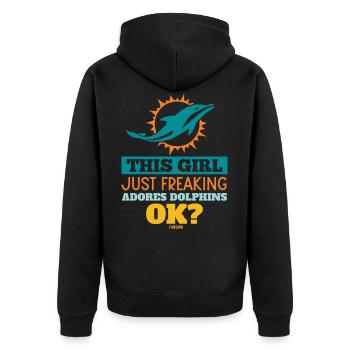 Fille aime les dauphins - Veste à capuche bio Premium Unisexe - noir - Dos - Nico (187cm)