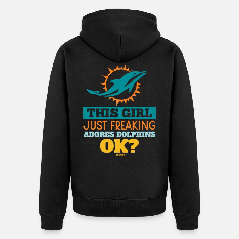 Fille aime les dauphins - Veste à capuche bio Premium Unisexe - noir