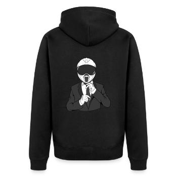 Motorrad Buisness Tie Motorradfahrer - Unisex Premium Bio Zip Hoodie - Schwarz - Hinten - Nico (187cm)