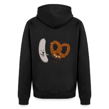 Brezel und Weißwurst Social Media Duett Fan - Unisex Premium Bio Zip Hoodie - Schwarz - Hinten - Nico (187cm)