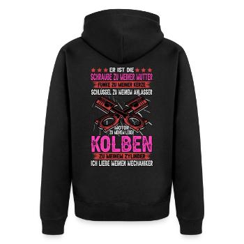 KFZ Mechaniker Auto Werkstatt Lustig Beruf Tuner - Unisex Premium Bio Zip Hoodie - Schwarz - Hinten - Nico (187cm)