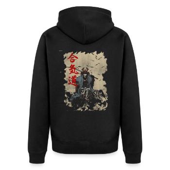 Samurai Warrior Japanese Manga Anime Gift - Unisex Premium Organic Zip Hoodie - black - Back - Nico (187cm)