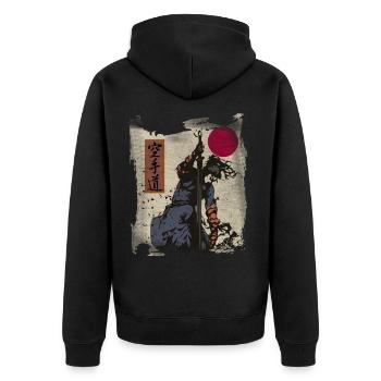 Samurai Warrior Japanese Manga Anime Gift - Unisex Premium Organic Zip Hoodie - black - Back - Nico (187cm)