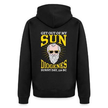 Diogenes Design für einen Philosophie-Liebhaber - Unisex Premium Bio Zip Hoodie - Schwarz - Hinten - Nico (187cm)