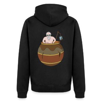 Diogenes Design für einen Philosophie-Liebhaber - Unisex Premium Bio Zip Hoodie - Schwarz - Hinten - Nico (187cm)