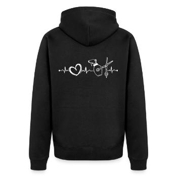 Friseure Herzschlag Friseursalon mit Herz - Unisex Premium Bio Zip Hoodie - Schwarz - Hinten - Nico (187cm)