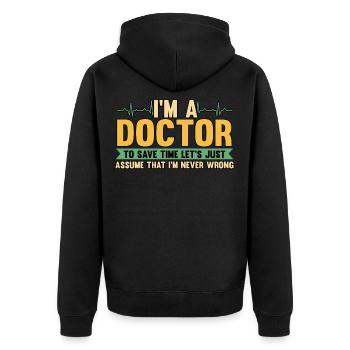 Krankenschwester Arzt Gesundheitswesen Beruf - Unisex Premium Bio Zip Hoodie - Schwarz - Hinten - Nico (187cm)