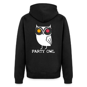 Vinyle Hibou Party Owl Vintage DJ - Veste à capuche bio Premium Unisexe - noir - Dos - Nico (187cm)
