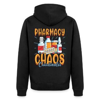 Apotheker Pharmazeutisch Medizin Lustig Beruf - Unisex Premium Bio Zip Hoodie - Schwarz - Hinten - Nico (187cm)
