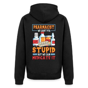Apotheker Pharmazeutisch Medizin Lustig Beruf - Unisex Premium Bio Zip Hoodie - Schwarz - Hinten - Nico (187cm)