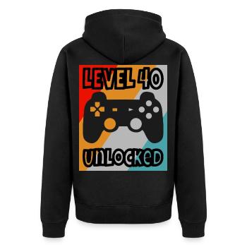 40ème anniversaire Gamer Level 40 unlocked - Veste à capuche bio Premium Unisexe - noir - Dos - Nico (187cm)