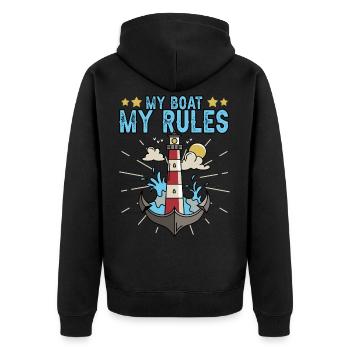 Captain Ship Boat Sailing Harbour Tour Profession - Unisex Premium Organic Zip Hoodie - black - Back - Nico (187cm)
