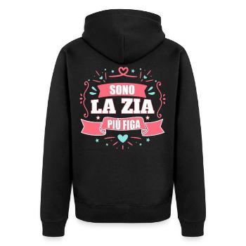 La migliore Zia del mondo - Unisex Premium Bio Zip Hoodie - Schwarz - Hinten - Nico (187cm)