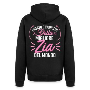 La migliore Zia del mondo - Unisex Premium Bio Zip Hoodie - Schwarz - Hinten - Nico (187cm)