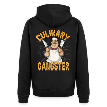 Koch Essen Restaurant Gastronomie Kochmütze - Unisex Premium Bio Zip Hoodie - Schwarz - Hinten - Nico (187cm)