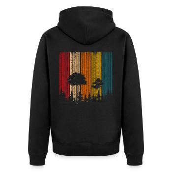 Barcode Bäume Wald - Tolles Motiv für Wanderer - Unisex Premium Bio Zip Hoodie - Schwarz - Hinten - Nico (187cm)
