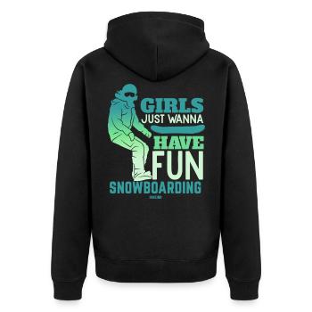 Winter Alps sister snowboarding - Unisex Premium Organic Zip Hoodie - black - Back - Nico (187cm)