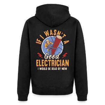 Électricien Electricité Artisans Métier Drôle - Veste à capuche bio Premium Unisexe - noir - Dos - Nico (187cm)