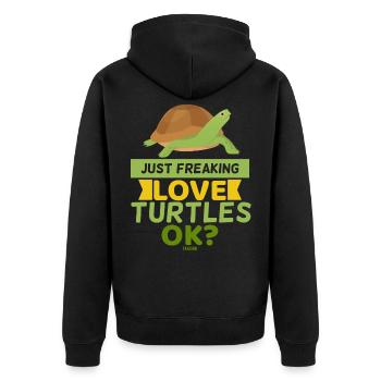 turtle - Unisex Premium Organic Zip Hoodie - black - Back - Nico (187cm)