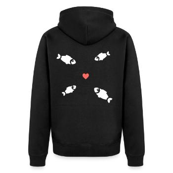 Fish Swarm Heart - Unisex Premium Organic Zip Hoodie - black - Back - Nico (187cm)
