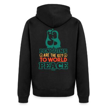 Pingouins Paix mondiale - Veste à capuche bio Premium Unisexe - noir - Dos - Nico (187cm)