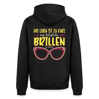 Optiker Augen Sehhilfe Brille Beruf Lustig - Unisex Premium Bio Zip Hoodie - Schwarz - Hinten - Nico (187cm)