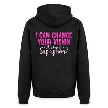 Optiker Augen Sehhilfe Brille Beruf Lustig - Unisex Premium Bio Zip Hoodie - Schwarz - Hinten - Nico (187cm)