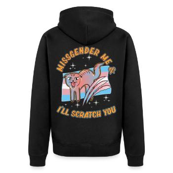 Transgender Genderqueer Trans Cat Cat Cat Friend - Unisex Premium Organic Zip Hoodie - black - Back - Nico (187cm)