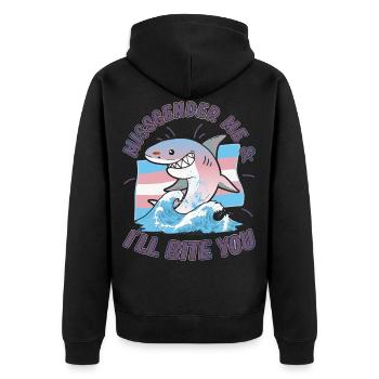 Transgender Genderqueer Hai Haifisch - Unisex Premium Bio Zip Hoodie - Schwarz - Hinten - Nico (187cm)
