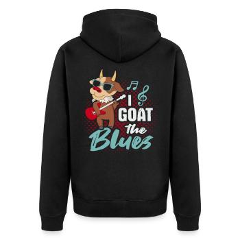 Ziege für einen Blues-Musiker - Unisex Premium Bio Zip Hoodie - Schwarz - Hinten - Nico (187cm)