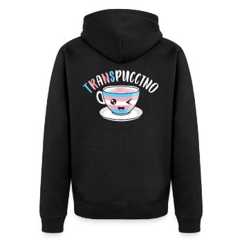 Transgender Cappuccino Trans Flag Coffee - Unisex Premium Organic Zip Hoodie - black - Back - Nico (187cm)
