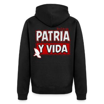 Free Cuba, Patria Y Vida, Cuban Revolution, Cuba - Unisex Premium Bio Zip Hoodie - Schwarz - Hinten - Nico (187cm)