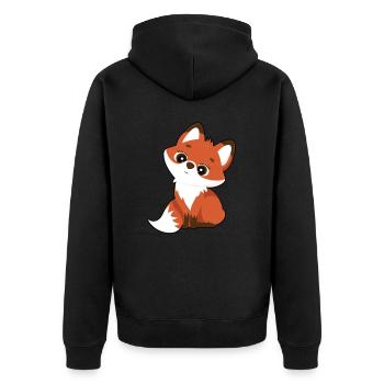 Cute fox with big eyes Fox - Unisex Premium Organic Zip Hoodie - black - Back - Nico (187cm)