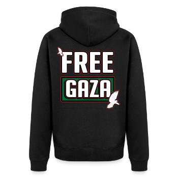 Free Gaza, Free Palestine, Gaza Peace, Palestina - Veste à capuche bio Premium Unisexe - noir - Dos - Nico (187cm)