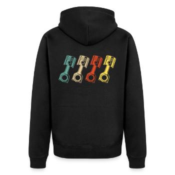 Car Mechanic Vintage Piston Workshop Screwdriver - Unisex Premium Organic Zip Hoodie - black - Back - Nico (187cm)
