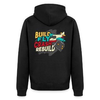 Build Fly Crash Rebuild RC Model Airplane - Unisex Premium Organic Zip Hoodie - black - Back - Nico (187cm)