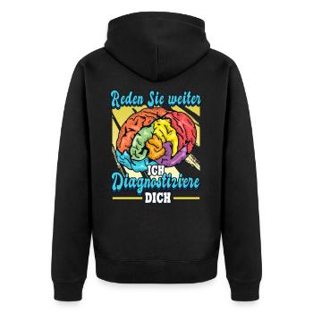 Psychologe Therapeut Therapie Psychologin Beruf - Unisex Premium Bio Zip Hoodie - Schwarz - Hinten - Nico (187cm)