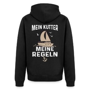 Mein Kutter Meine Regeln Bootsfahrer Kapitän - Unisex Premium Bio Zip Hoodie - Schwarz - Hinten - Nico (187cm)