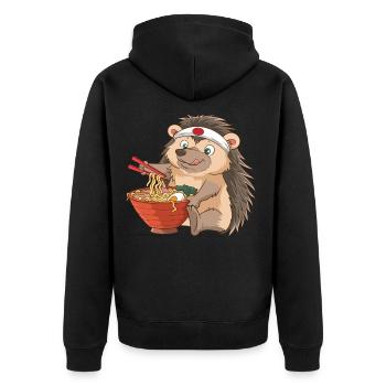 Ramen Igel Japan Essen Nudelsuppe Süß Geschenk - Unisex Premium Bio Zip Hoodie - Schwarz - Hinten - Nico (187cm)