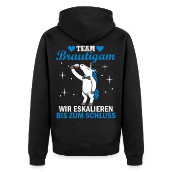 Team Bräutigam JGA Männer Junggesellenabschied Er - Unisex Premium Bio Zip Hoodie - Schwarz - Hinten - Nico (187cm)