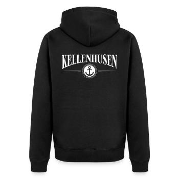 Anker und Seil - Ostseebad Kellenhusen - Unisex Premium Bio Zip Hoodie - Schwarz - Hinten - Nico (187cm)