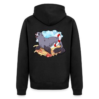 Süße Robbe |Yolo-Artwork - Unisex Premium Bio Zip Hoodie - Schwarz - Hinten - Nico (187cm)
