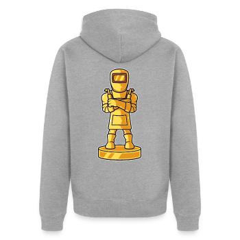 Médaille d’or Soudeur - Veste à capuche bio Premium Unisexe - gris chiné - Dos - Nico (187cm)