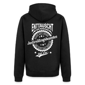 Lustiger Spruch für Beruf Justizvollzugsbeamter - Unisex Premium Bio Zip Hoodie - Schwarz - Hinten - Nico (187cm)