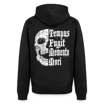 Tempus Fugit Memento Mori - Unisex Premium Organic Zip Hoodie - black - Back - Nico (187cm)
