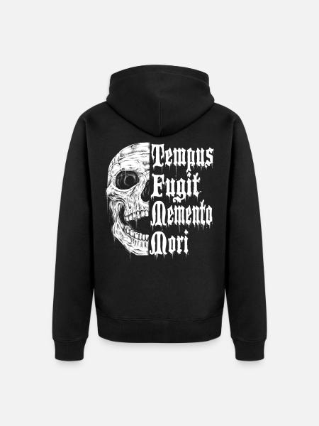 Tempus Fugit Memento Mori - Unisex Premium Bio Zip Hoodie - Schwarz