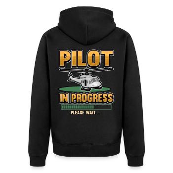 Funny helicopter helicopter pilot gift - Unisex Premium Organic Zip Hoodie - black - Back - Nico (187cm)