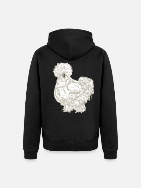 Silk Chicken Drawing - Unisex Premium Organic Zip Hoodie - black