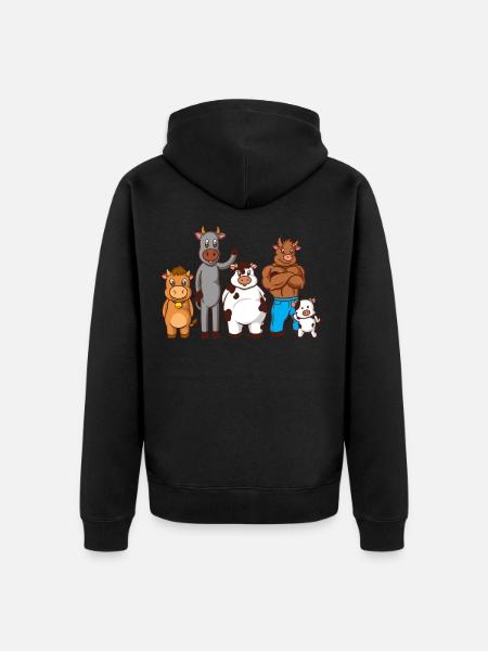 Drawn Comic Cows - Unisex Premium Organic Zip Hoodie - black